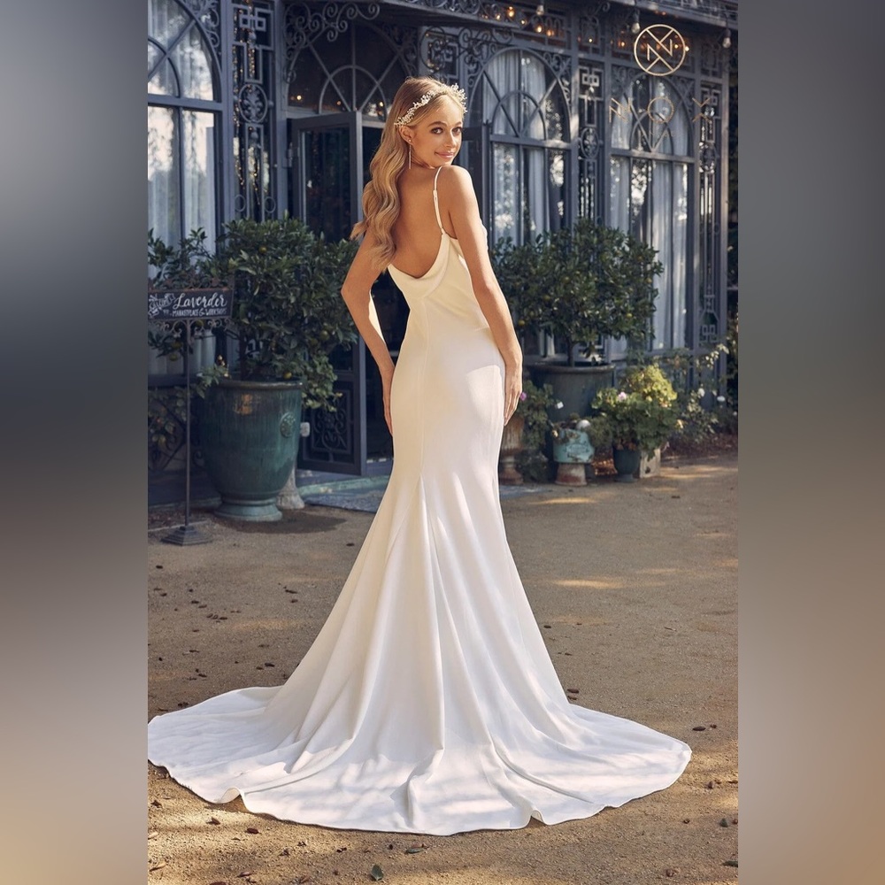 Nox Anabel NWT Cowl Mermaid Wedding Dress JE954 Size 4 - Picture 4 of 11